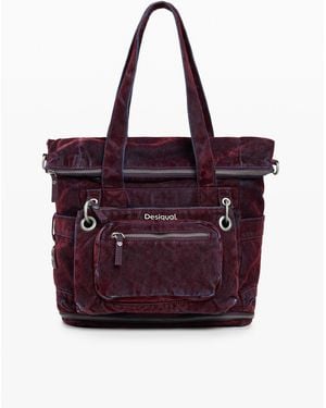Desigual Großer Rucksack, Damen, Baumwolle, Rot - Lila