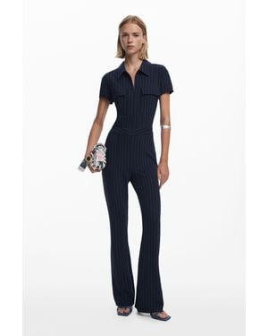 Desigual Pinstripe Jumpsuit - Blue