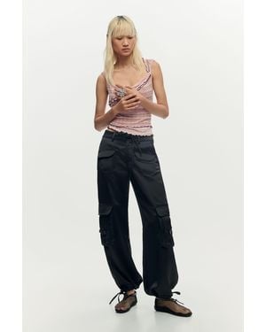 Desigual Satin Cargo Pants, Polyester - Black