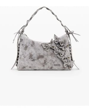Desigual Large Floral Bag, Polyurethane - Grey