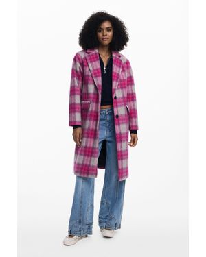 Desigual Tartan Coat - Purple