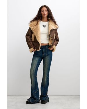 Desigual Double-Faced Coat With Shearling - Brown
