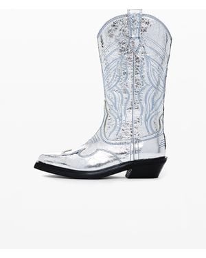 Desigual Metallic Cowboy Boot, Cow Leather - Blue