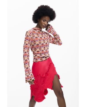 Desigual Jersey Punto Colorido - Rojo