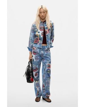 Desigual Printed Balloon Jeans, Cotton - Blue
