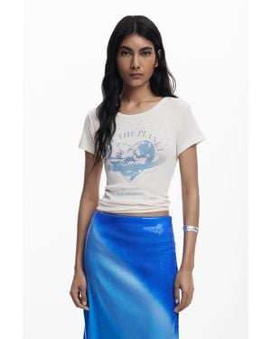 Desigual Camiseta "Love The Planet" - Azul