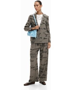 Desigual Plaid Lettering Pants - Black