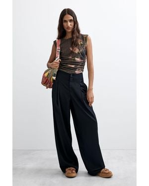 Desigual Long Pleated Trousers - Blue