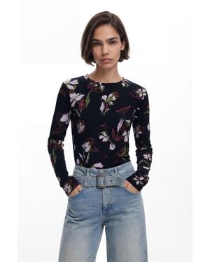 Desigual Floral T-Shirt, Viscose - Blue