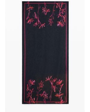 Desigual Foulard Orquídeas Colores Vibrantes, Poliester, Negro - Azul