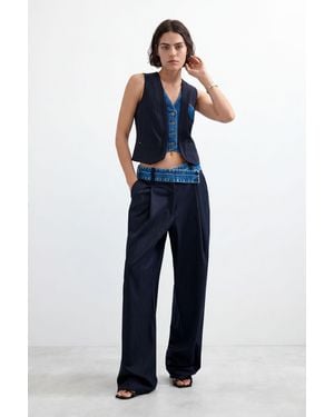 Desigual Long Woven Pants - Blue