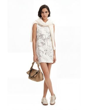 Desigual Letter Print Midi Dress, Polyester - White