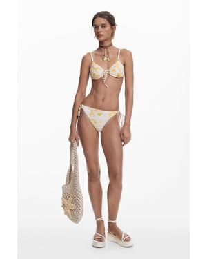 Desigual Braguita Bikini Tulipanes - Blanco