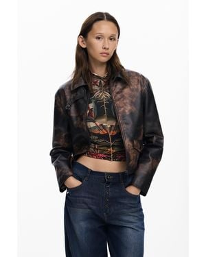Desigual Tie-Dye Jacket, Polyurethane - Blue