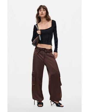 Desigual Long Cargo Pants, Polyester - Brown