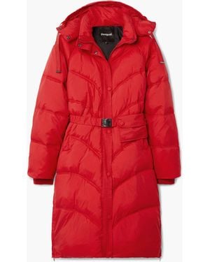 Desigual Long Padded Coat, Polyamide - Red