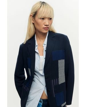 Desigual Patchwork-Blazer, Viskose, Blau