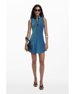 Desigual Vertical Striped Dress - Blue
