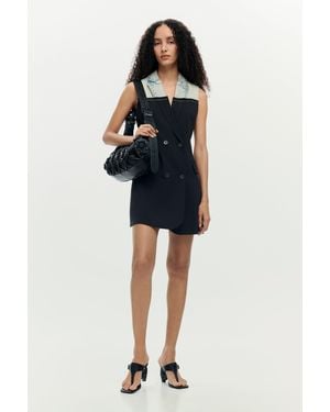 Desigual Crossed Bimaterial Dress - White