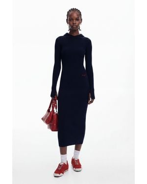 Desigual Fitted Dress With Hood - Blue