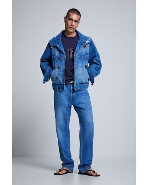 Desigual Combined Denim Pants, Cotton - Blue