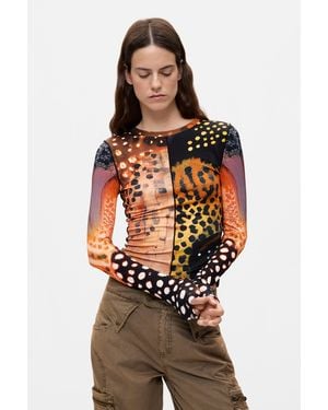 Desigual Printed Long Sleeve T-Shirt, Viscose - Multicolour