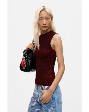 Desigual Sleeveless Knit T-Shirt - Red