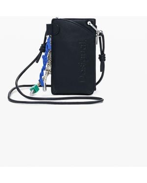 Desigual Mobile Holder Leather-Effect Logo - Blue