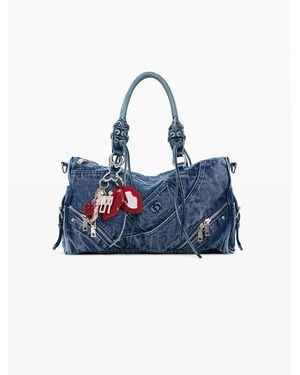 Desigual Bolso Mediano, Algodon, Azul