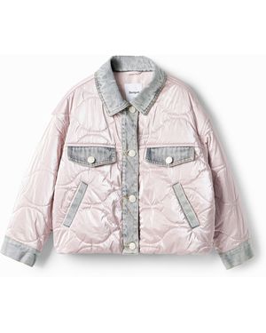 Desigual Metallic Bomber Jacket - Red