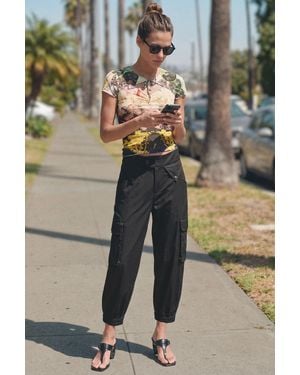 Desigual Pantalón Capri Cargo, Mujer, Poliester, Negro - Azul