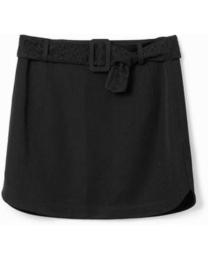 Desigual Embroidered Belt Mini Skirt - Black
