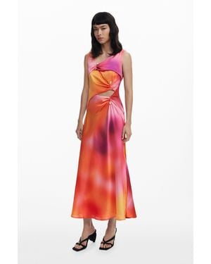 Desigual Long Dress With Piercings - Red