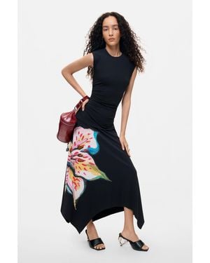 Desigual Asymmetrical Floral Dress, Cotton - White