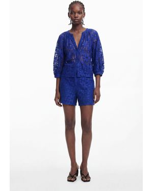 Desigual Lace Shorts, Polyester - Blue
