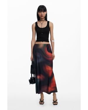 Desigual Long Skirt With Spots, Polyester - White