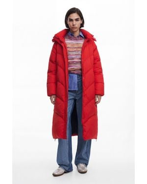 Desigual Long Padded Coat, Polyamide - Red