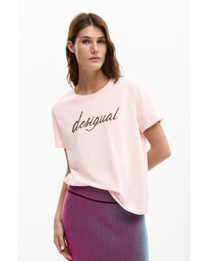 Desigual T-Shirt Logo, Cotton - Pink