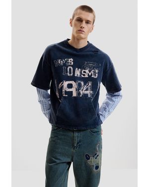 Desigual Printed Long-Sleeve Sweatshirt, Cotton - Blue