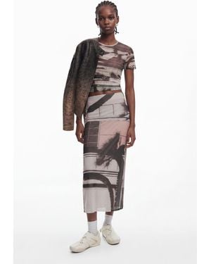 Desigual Straight Tulle Skirt, Polyester - White