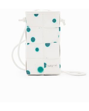 Desigual Geflochtenes Handyportemonnaie L Tropfen, Damen, Polyurethan, Weiß