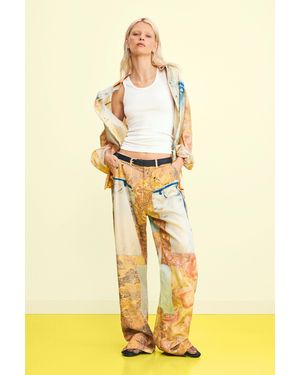 Desigual Hybrid Printed Trousers, Lyocell - Metallic