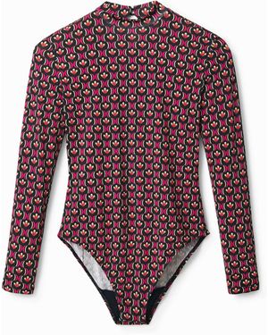 Desigual Retro Geometric Print Body, Polyester - Purple