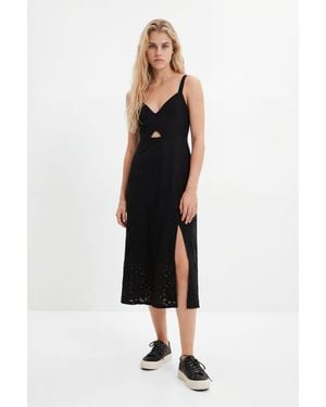 Desigual Embroidered Midi Dress, Cotton - Black