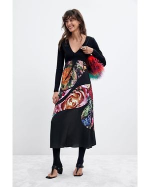 Desigual Printed Midi Dress M. C. Lacroix - Black