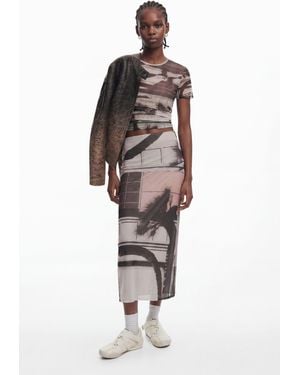 Desigual Straight Tulle Skirt, Polyester - White