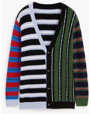 Desigual Striped Knit Cardigan - Black
