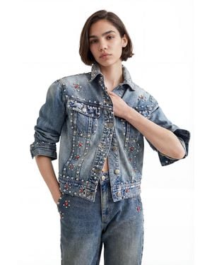 Desigual Johnson Hartig Studded Denim Jacket, Cotton - Blue