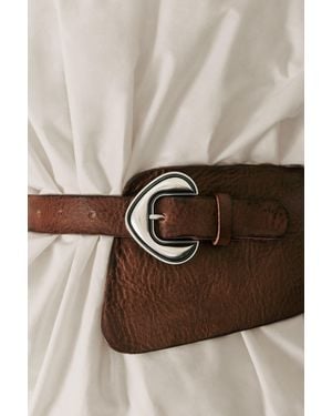 Desigual Studio Leather Sash Belt, Cow Leather - Brown