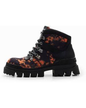 Desigual Printed Trekking Boots - Black